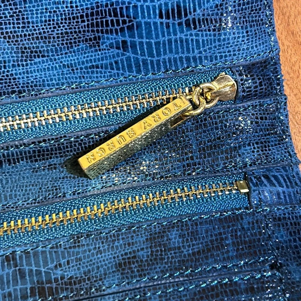 Tory Burch Lizard Embossed Leather Clutch Bag Long Wallet
